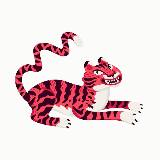 cartoon pink tiger  the symbol of Chinese new year