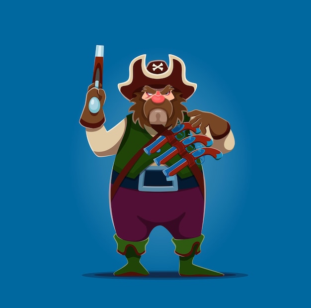 Vector cartoon pirate or corsair boatswain character