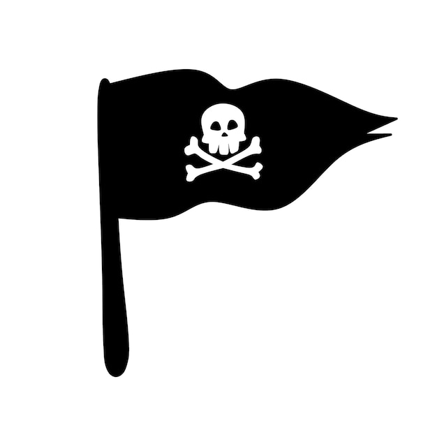 Cartoon pirate flag with Jolly Roger