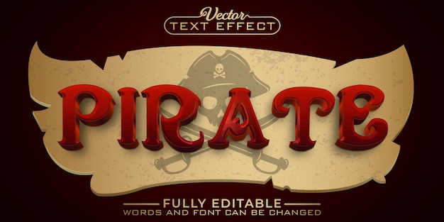 Cartoon Pirate Vector Editable Text Effect Template