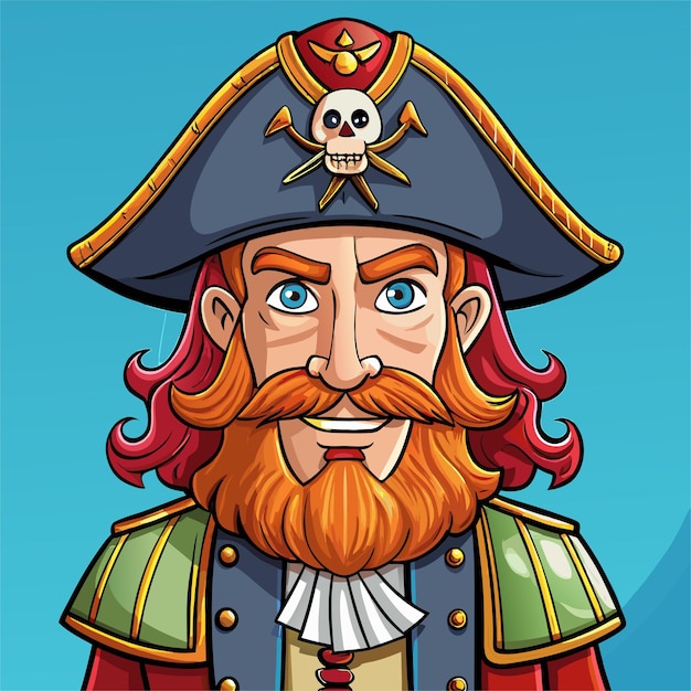 Vector a cartoon of a pirate with a skull and a skull on the top