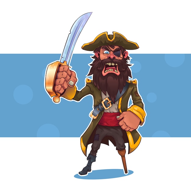 Cartoon pirate with a sword