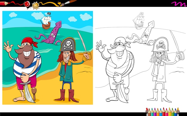 cartoon pirates coloring page