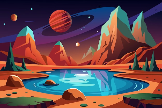 a cartoon of a planet with a place called the planet