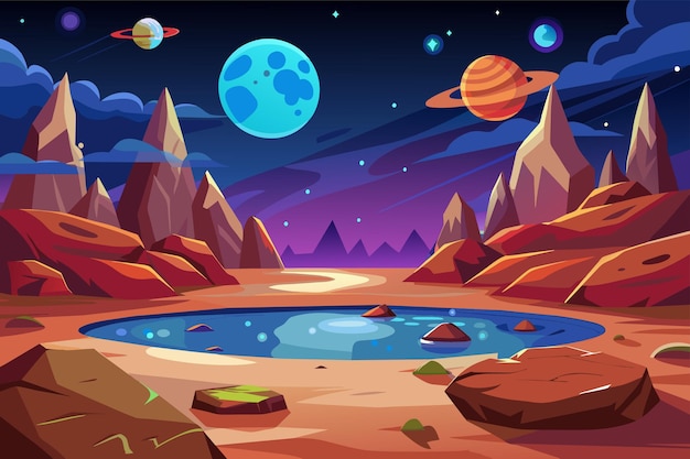 a cartoon of a planet with planets and stars