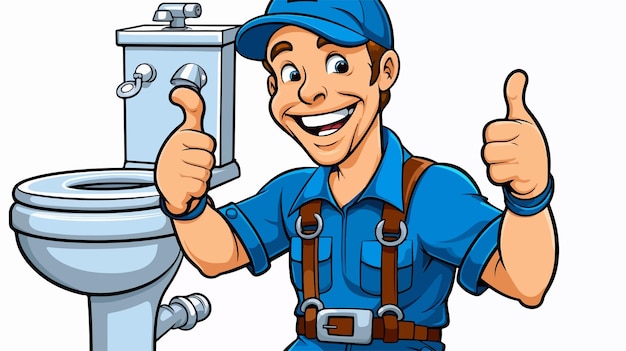 Vector cartoon plumber drain guy illustration