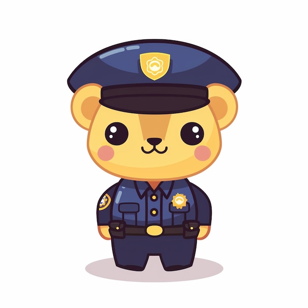 a cartoon of a police bear with a badge on his neck