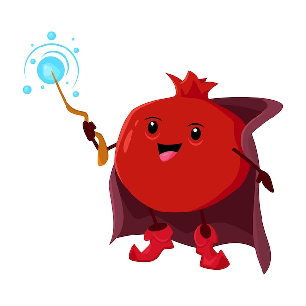 Cartoon pomegranate wizard or magician character