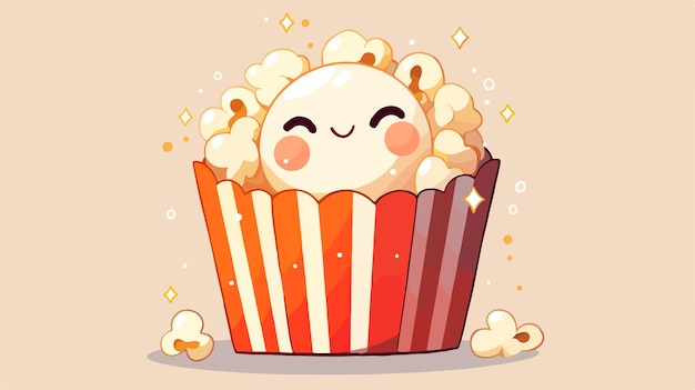 a cartoon of a popcorn with a face full of popcorn