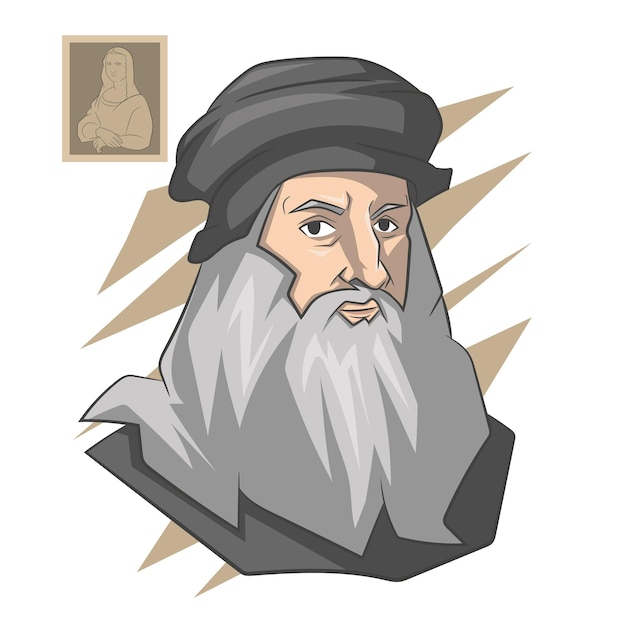 Cartoon portrait of Leonardo da Vinci