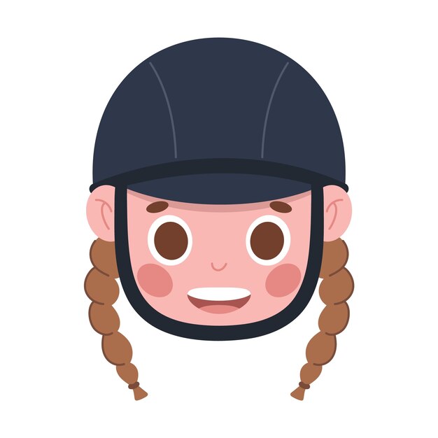 Vector cartoon portrait of a young athlete horse rider in a helmet