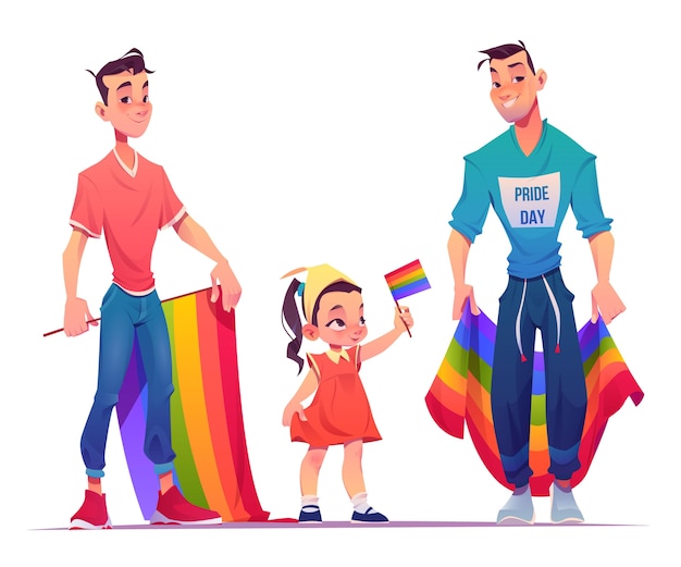 Vector cartoon pride day family collection