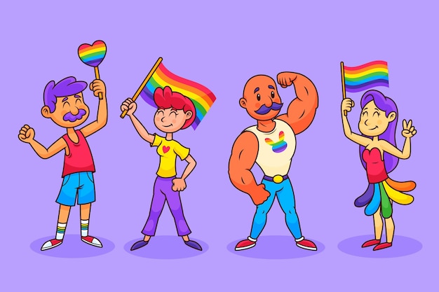 Cartoon pride day people collection