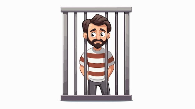 Vector cartoon prisoner vector icon illustration