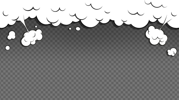 Cartoon puff cloud frame on transparent background Explosion with puffs of smoke Comic cloud explosion