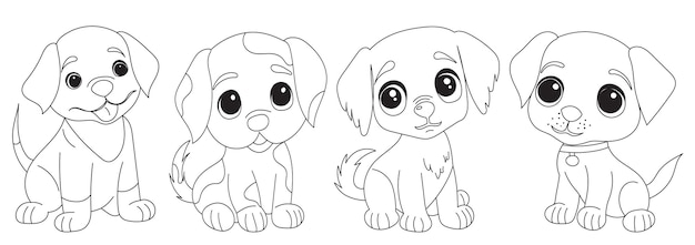 Cartoon puppy coloring book for kids isolated vector