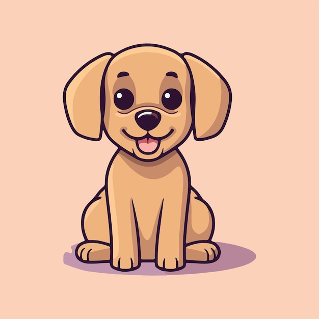 Cartoon puppy for puppy lovers portrait of dog cute vector illustration in the style of light yello