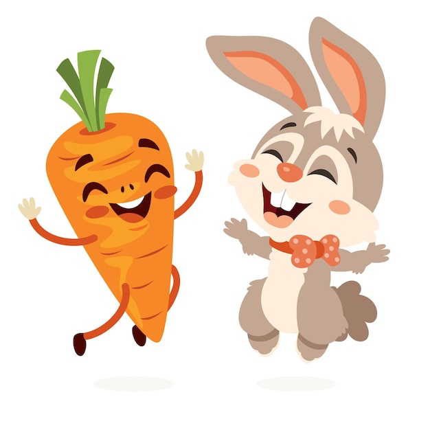 Cartoon Rabbit And Carrot Character