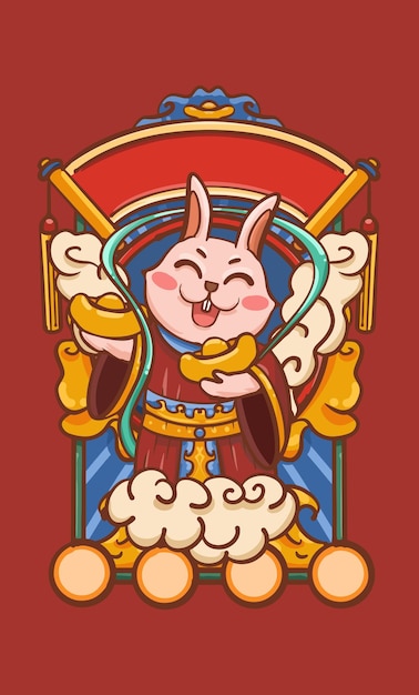 Cartoon Rabbit Year Chinese New Year Illustration Materials