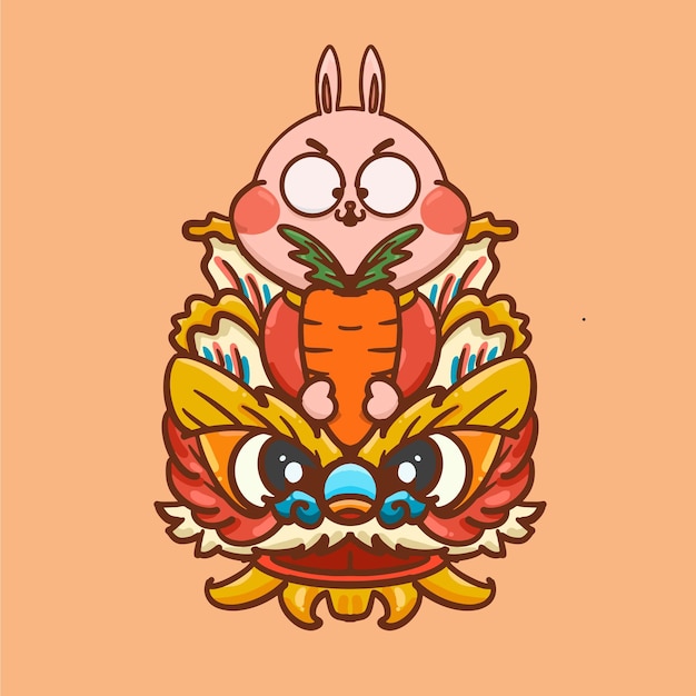 Cartoon Rabbit Year Chinese New Year Illustration Materials