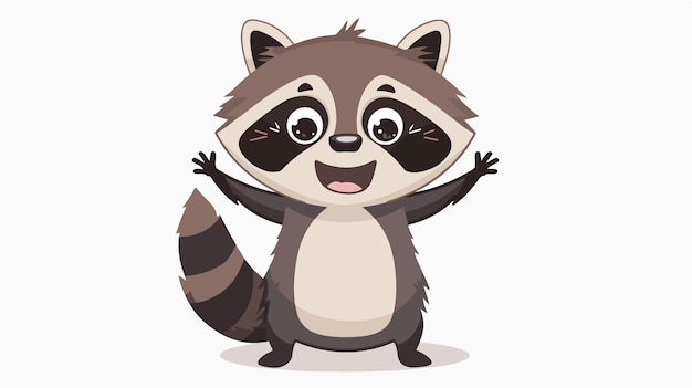 a cartoon of a raccoon with both hands up