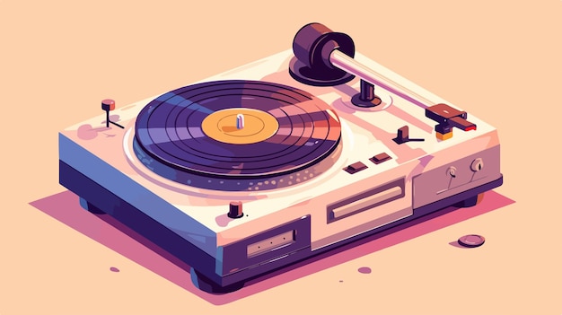 Vector a cartoon of a record player on a record player