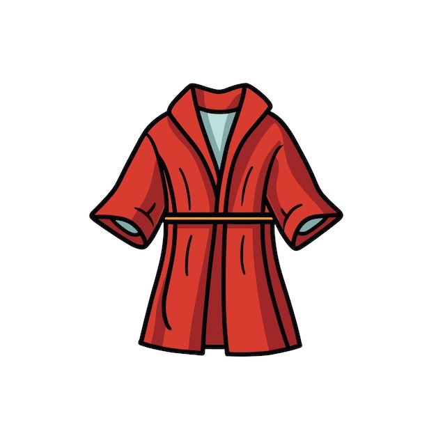 Cartoon Red Bathrobe With Belt Illustration