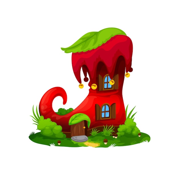 Cartoon red boot house building vector dwelling