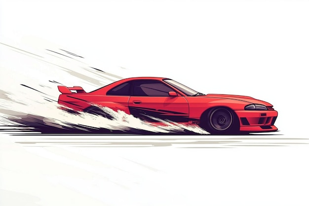 Vector cartoon red car drifting vector illustration