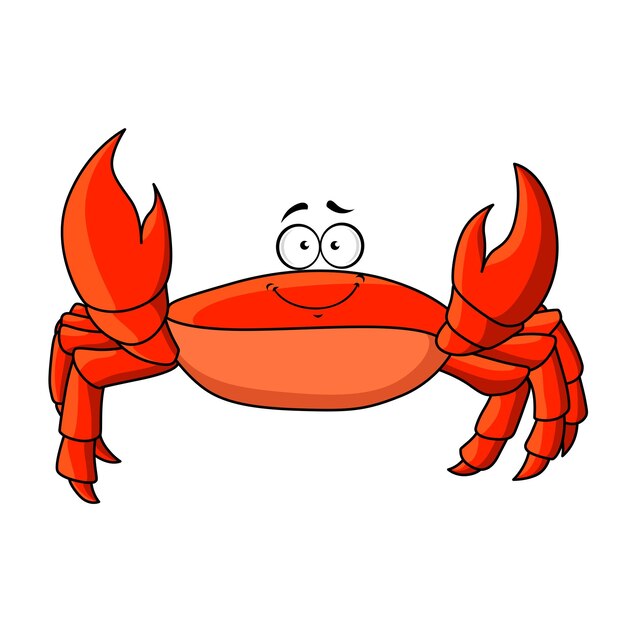 Vector cartoon red crab with upward claws