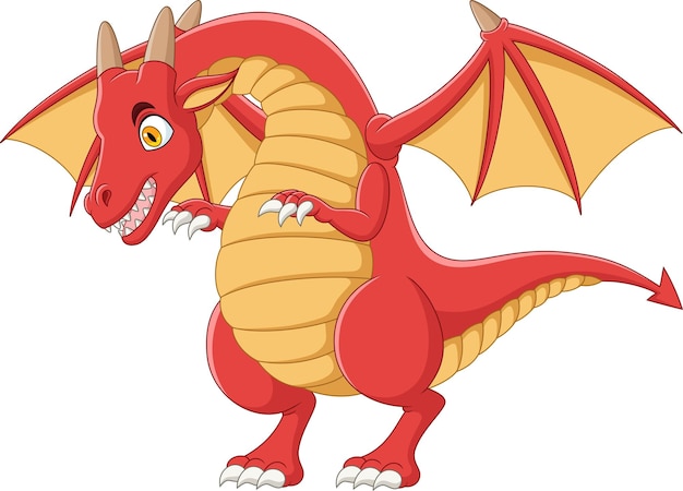 Cartoon red dragon on white background