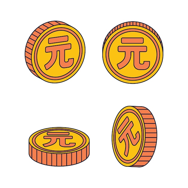 Cartoon Renminbi Coin Vector Collection