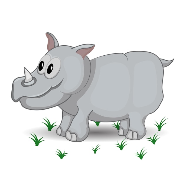 cartoon rhino adorable animal standing on grass