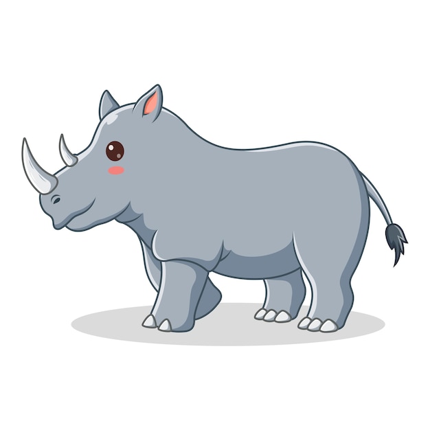 Cartoon Rhino isolated on White Background