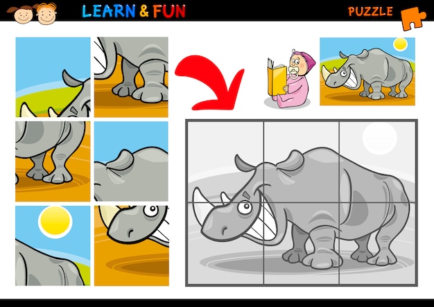 Cartoon rhinoceros puzzle game