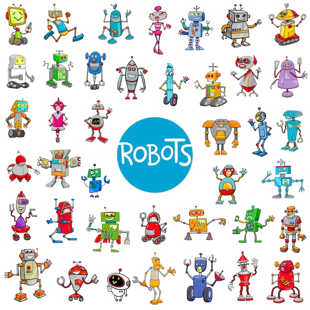 cartoon robot characters big set