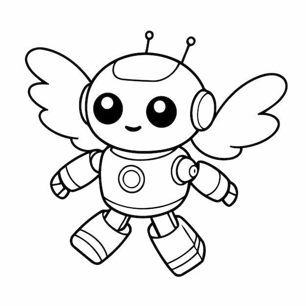 Cartoon robot drawing for toddlers colouring pages