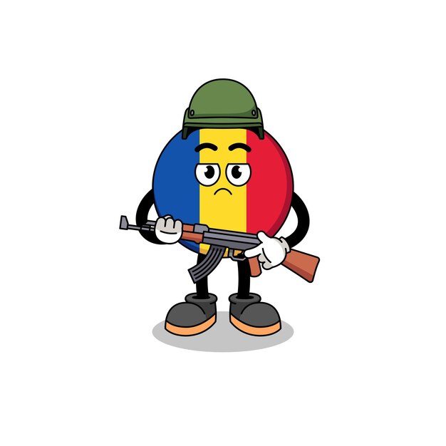 Cartoon of romania flag soldier character design