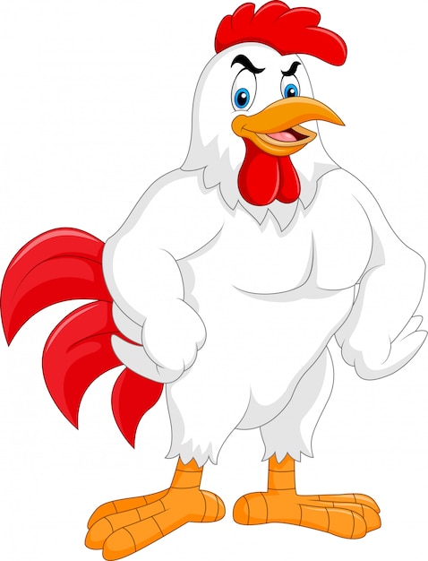 Cartoon rooster posing