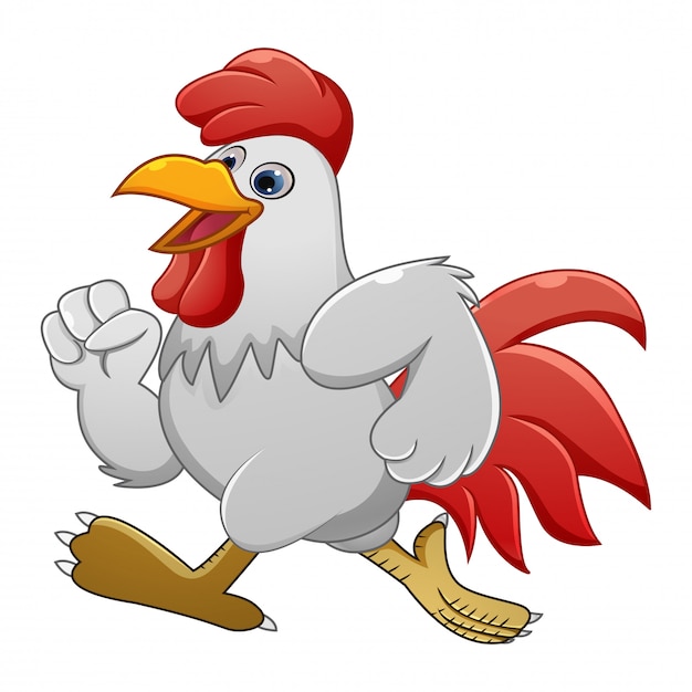 Cartoon rooster running