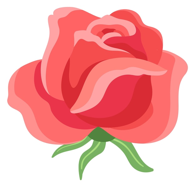 Cartoon rose flower Red petal botanical element