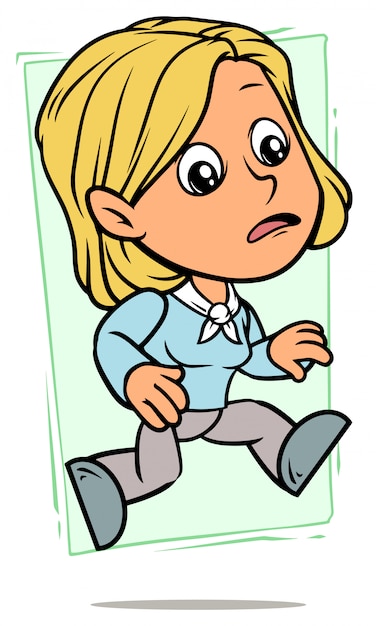 Cartoon running blonde girl character