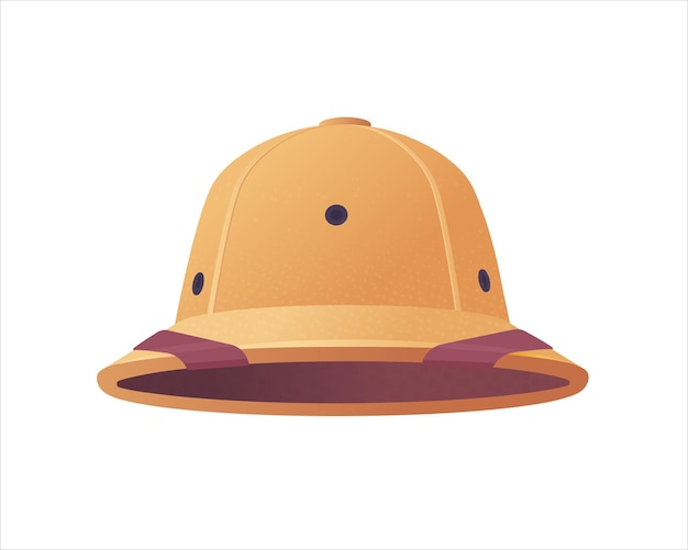 Cartoon safari hat Pith helmet for tourists hunters and explorers Vector illustration