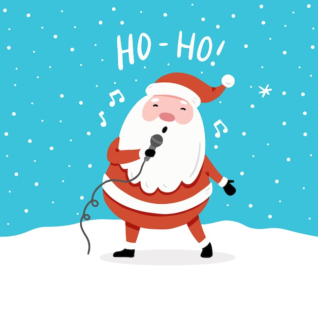 cartoon Santa Claus character and lettering qoute