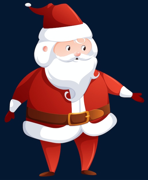 Cartoon Santa Claus on dark background