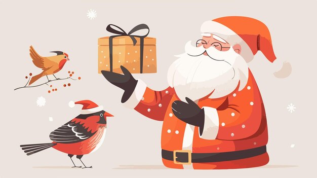 Vector a cartoon of a santa claus holding a gift