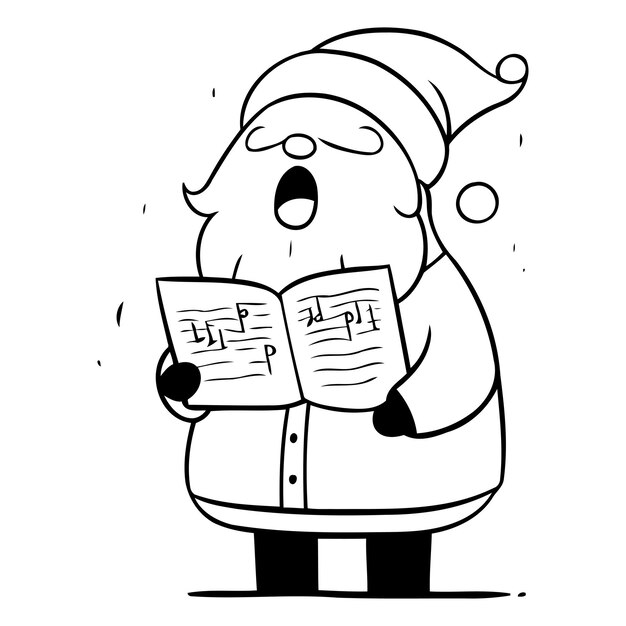 Cartoon Santa Claus reading a book Vector illustration of Santa Claus