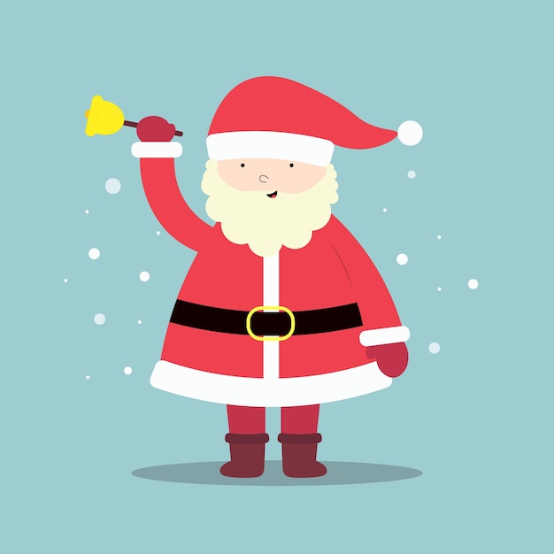 Cartoon Santa Claus with a bell