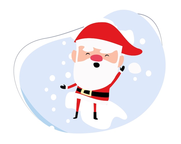 cartoon santa claus with snowfall. santa claus icon