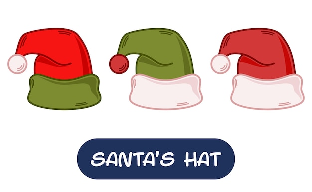 Cartoon Santa Hat Illustration Set of Variation Colors EPS 10 Vector